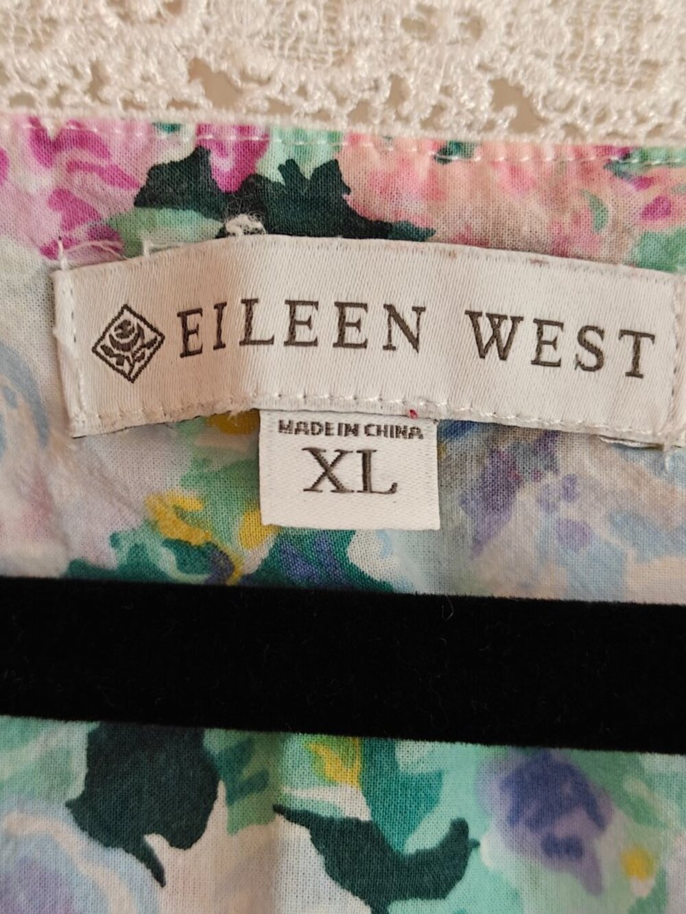 EILEEN WEST Floral Nightgown XL Cotton Lace Trim Sleep Dress Cottagecore - Picture 3 of 7